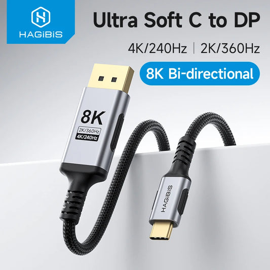 USB C to DisplayPort 1.4 Cable Super Soft Hagibis
