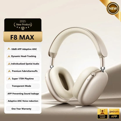 Picun F8 Pro ANC Bluetooth Headphones with 3D Spatial Audio