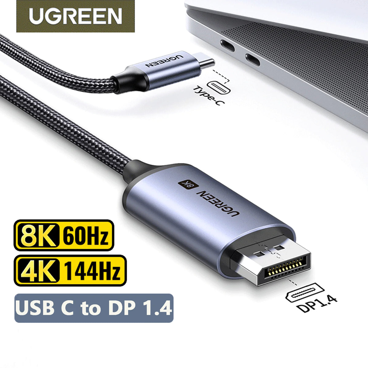 UGREEN USB-C to DisplayPort 1.4 Cable 8K 60Hz