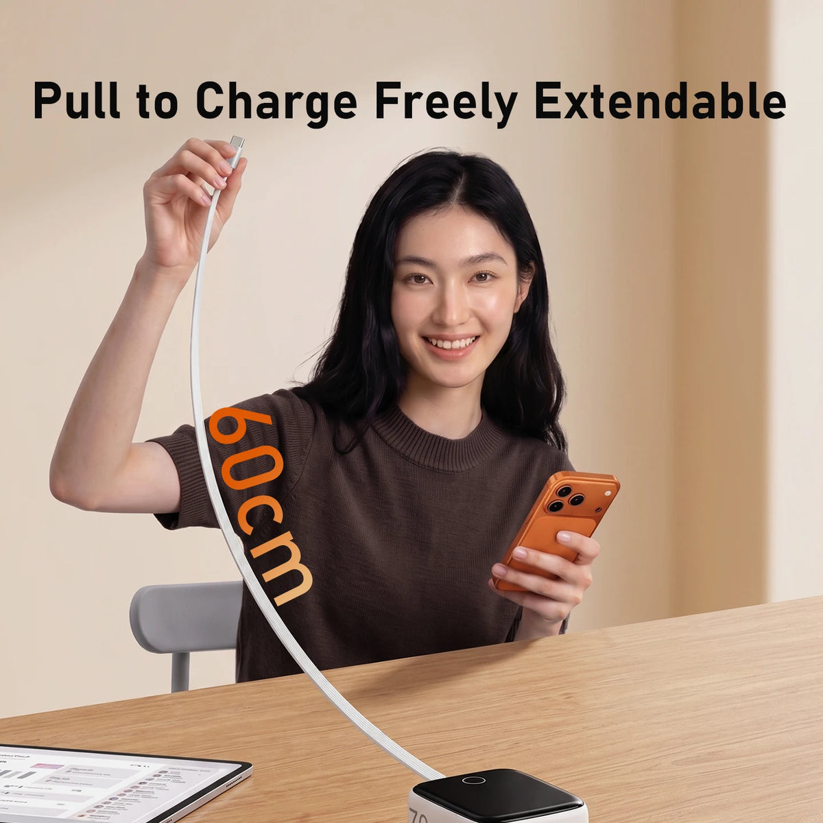 Hagibis 70W GaN Universal Travel Charger with Retractable Cable