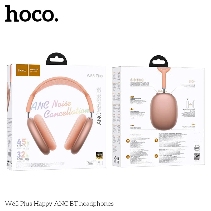 Hoco ANC noise cancellation headphones packaging on a white background