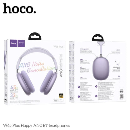 Hoco W65 Plus Happy ANC BT headphones packaging on a white background