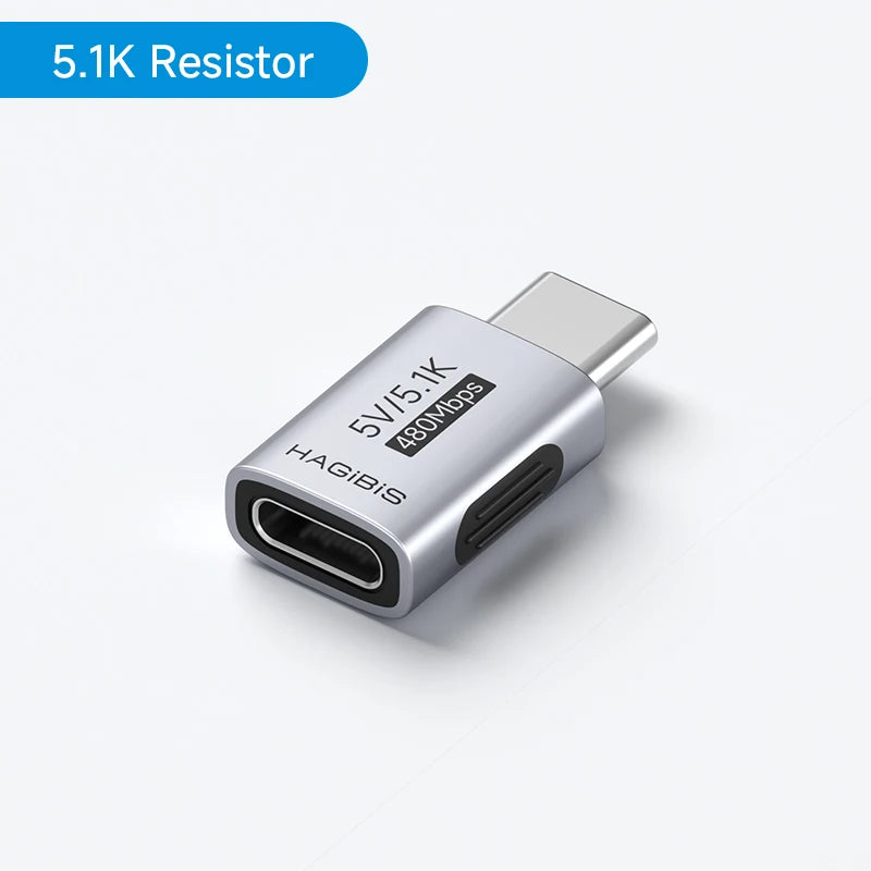 Hagibis USB-C adapter on a white background with '5.1K Resistor' text.