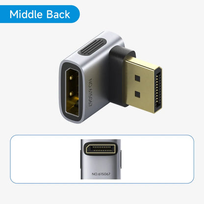 DisplayPort adapter with gold connector on a white background