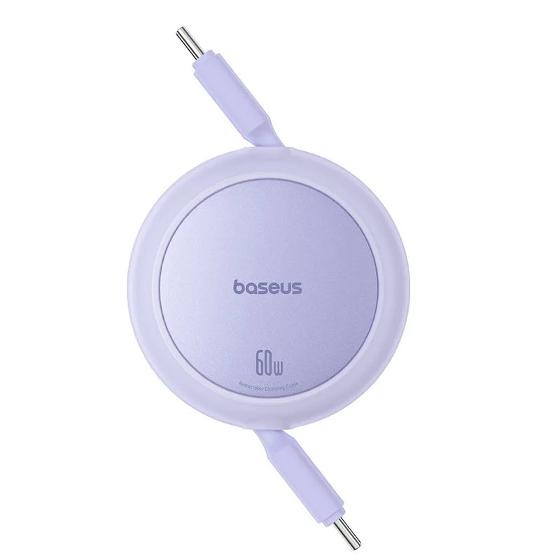 Lavender wireless charger with 'baseus' branding on a white background