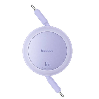 Lavender wireless charger with 'baseus' branding on a white background