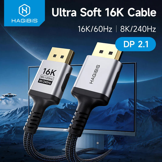 HAGIBIS Ultra Soft 16K Cable with mountain and space-themed background
