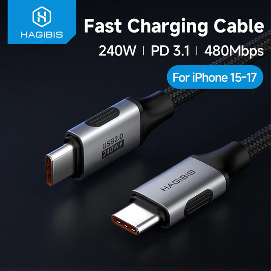 Hagibis 240W Fast Charging USB-C Cable (Short, PD 3.1)
