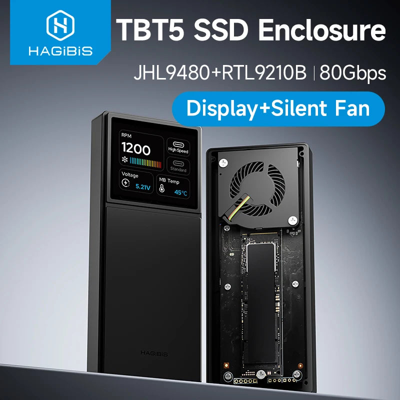 Hagibis Thunderbolt 5 M.2 NVMe SSD Enclosure 80Gbps