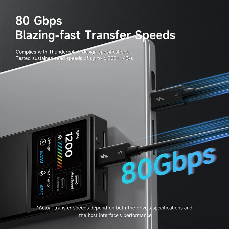 Hagibis Thunderbolt 5 M.2 NVMe SSD Enclosure 80Gbps