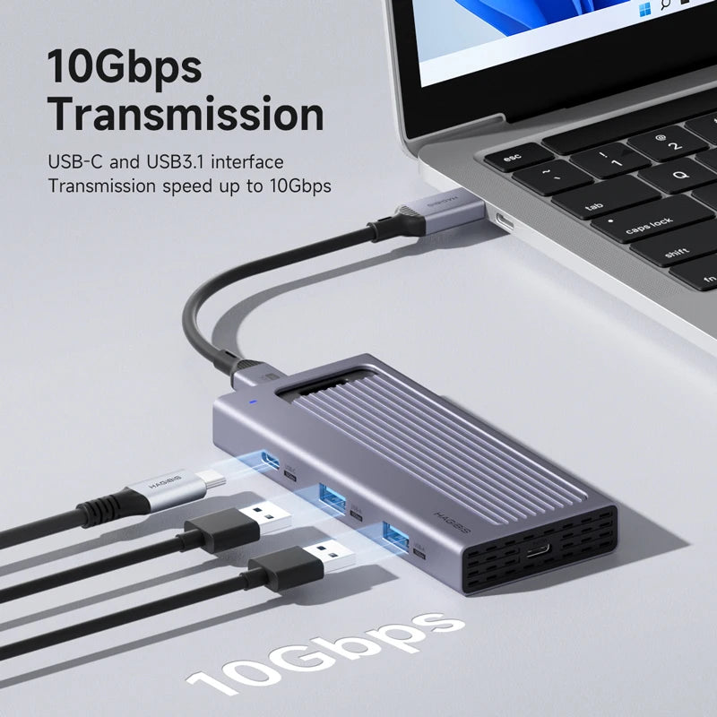 M.2 SSD Hard Enclosure with USB C Hub Magnetic Cover Hagibis