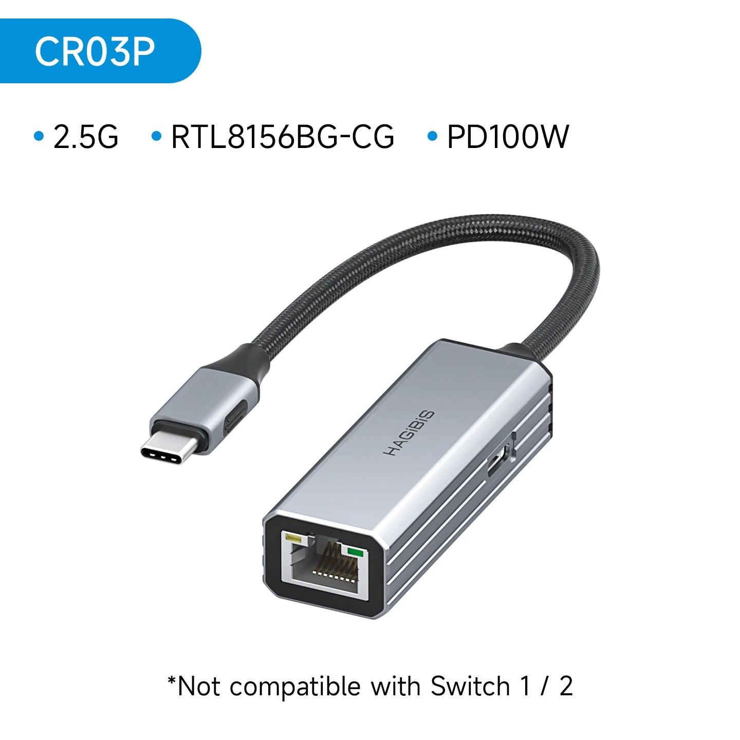Hagibis USB-C to Ethernet Adapter with 100W PD