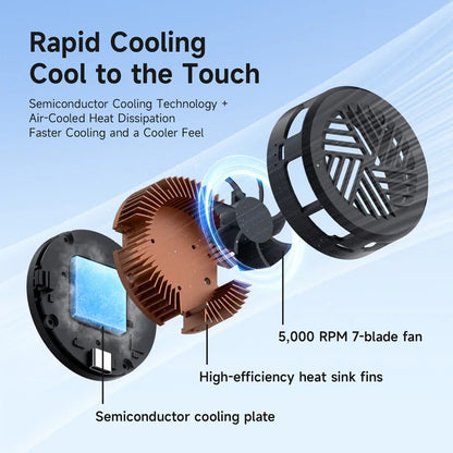 Diagram of a cooling system with labeled components on a light blue background