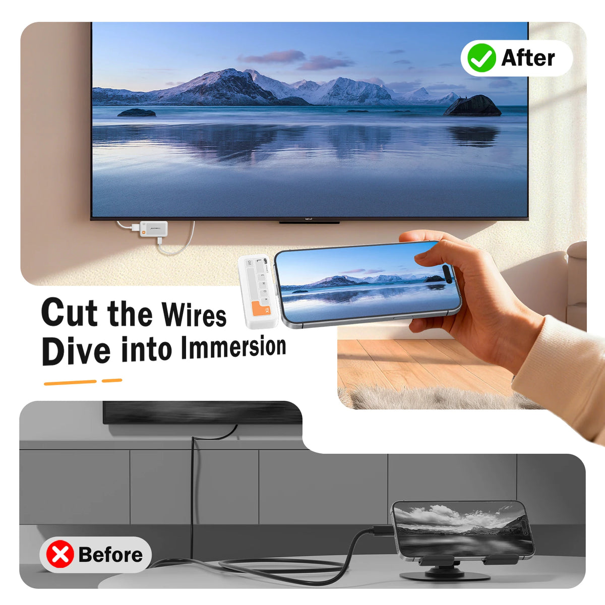 Lemorele Wireless USB-C to HDMI Extender 1080P 60Hz 50m