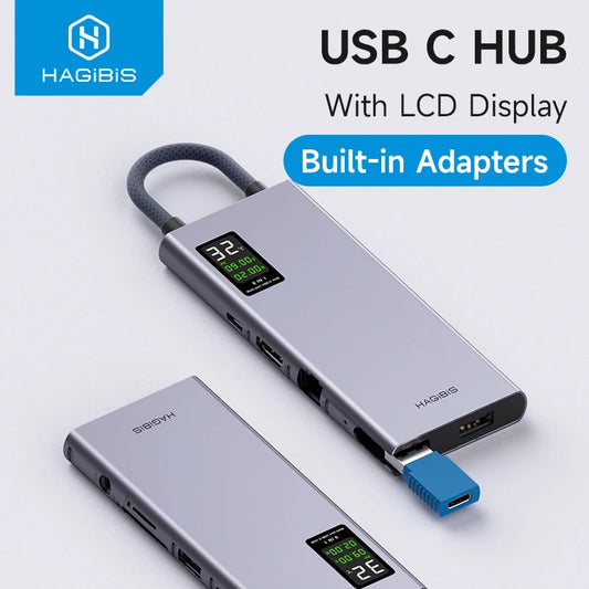 USB C Hub With LCD Display Type C Multiport Hagibis