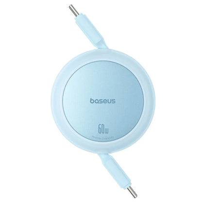Light blue wireless charger with 'baseus' branding on a white background