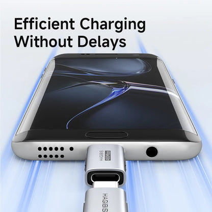 Smartphone with charging cable on a light blue background, emphasizing efficient charging without delays.