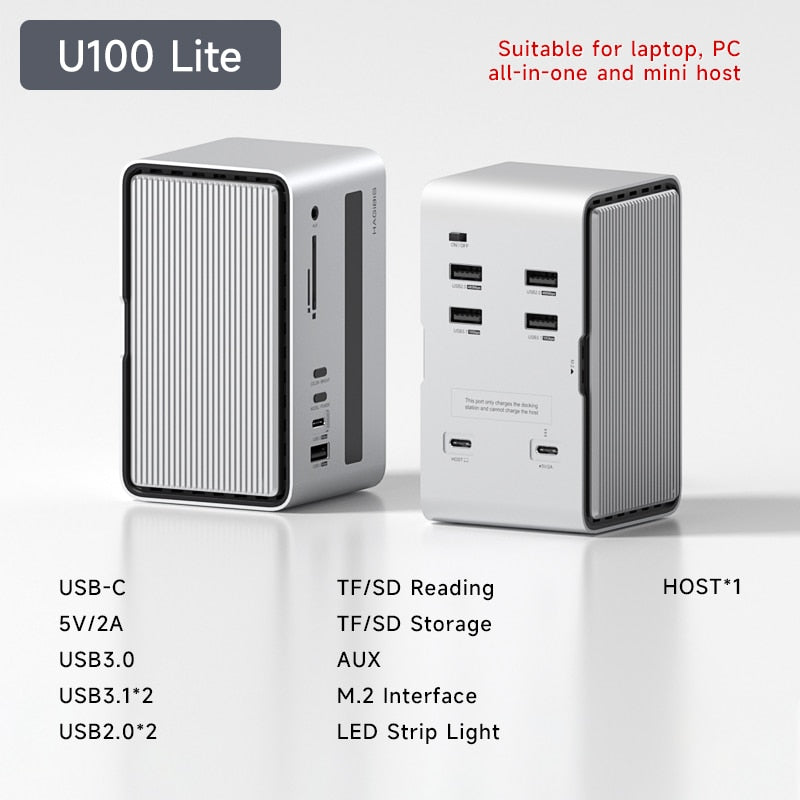 Estação de acoplamento USB C com fita LED Hagibis