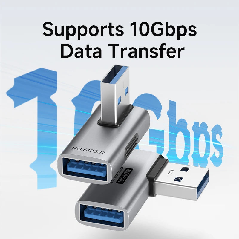 USB 3.2 90° Multi-Angle Adapter – 10Gbps 60W