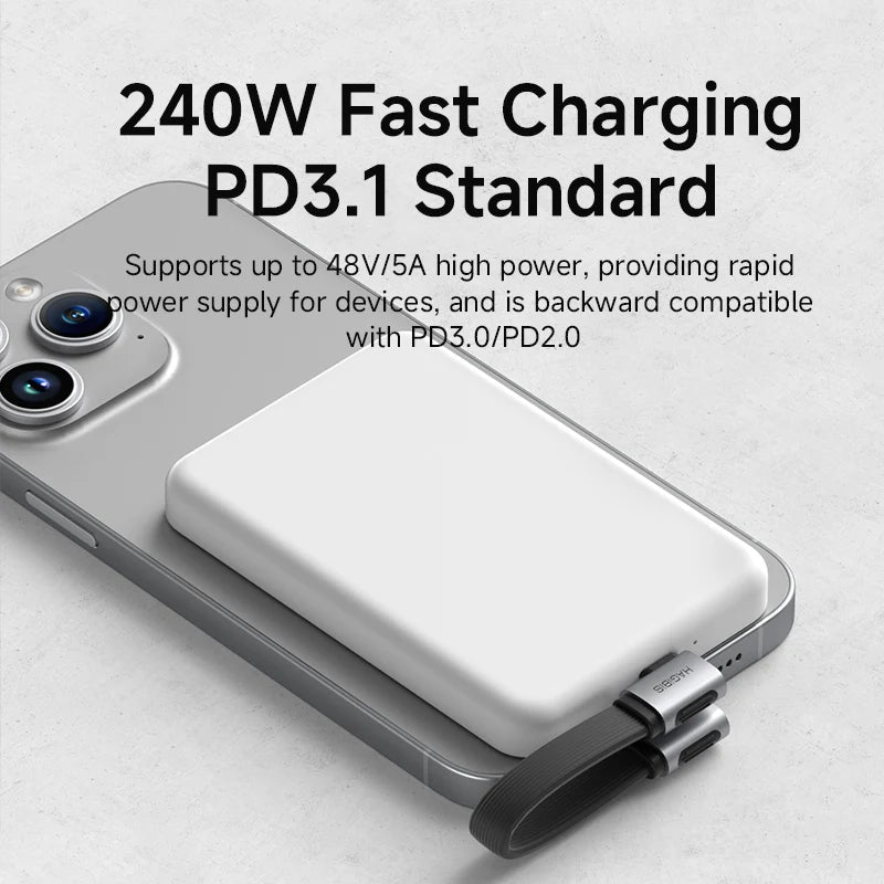 Fast charging device with text on a white background