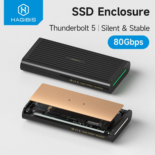 SSD enclosure with 'Hagibis' branding on a white background