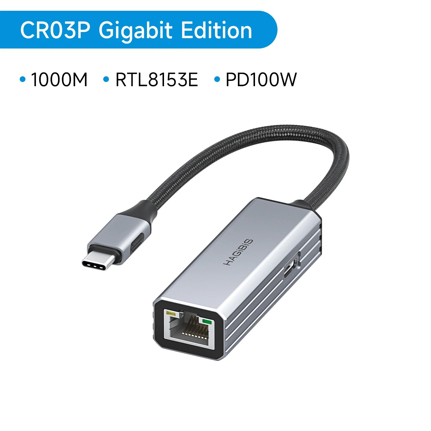 Hagibis USB-C to Ethernet Adapter with 100W PD