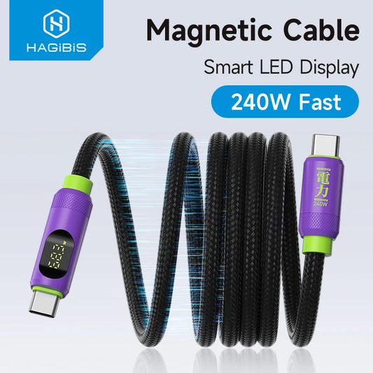 Magnetic USB C to USB C Cable With LED Display