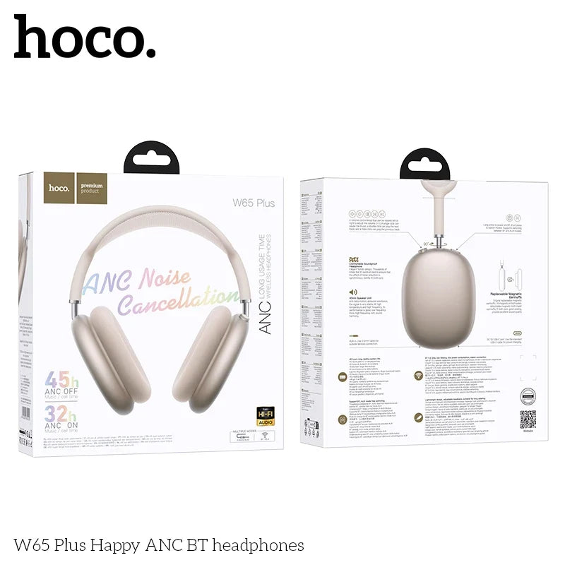 Hoco ANC noise cancellation headphones packaging on a white background