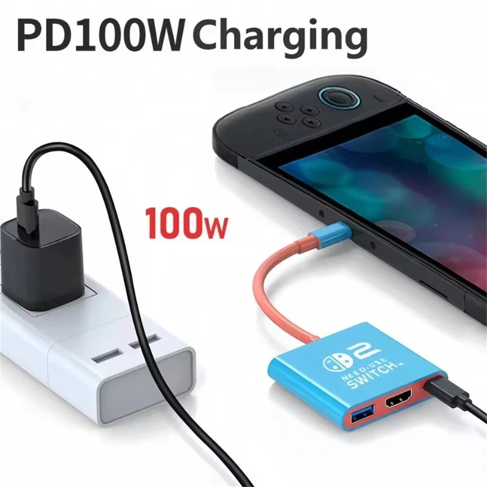 USB-C Docking Station for Nintendo Switch 2 4K 60Hz 100W