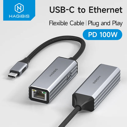 Hagibis USB-C to Ethernet Adapter with 100W PD