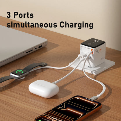 Hagibis 70W GaN Universal Travel Charger with Retractable Cable