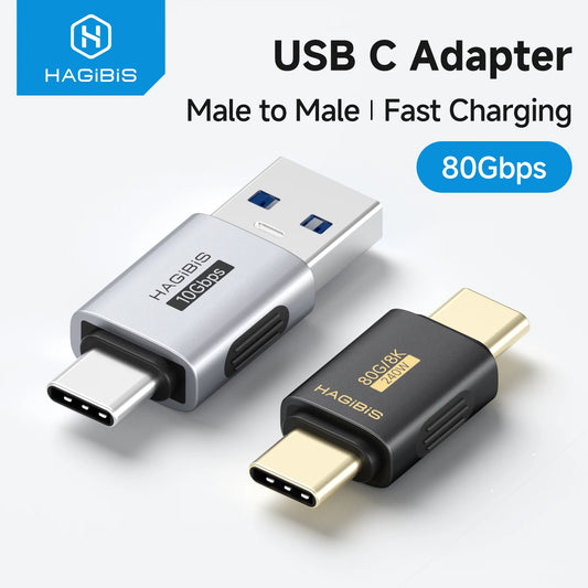 USB C adapter with Hagibis branding on a white background
