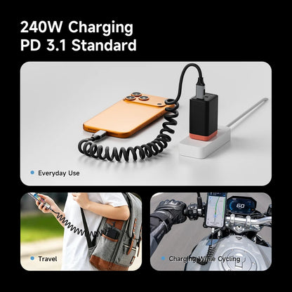 Hagibis USB4 Coiled USB-C Cable 240W 20Gbps