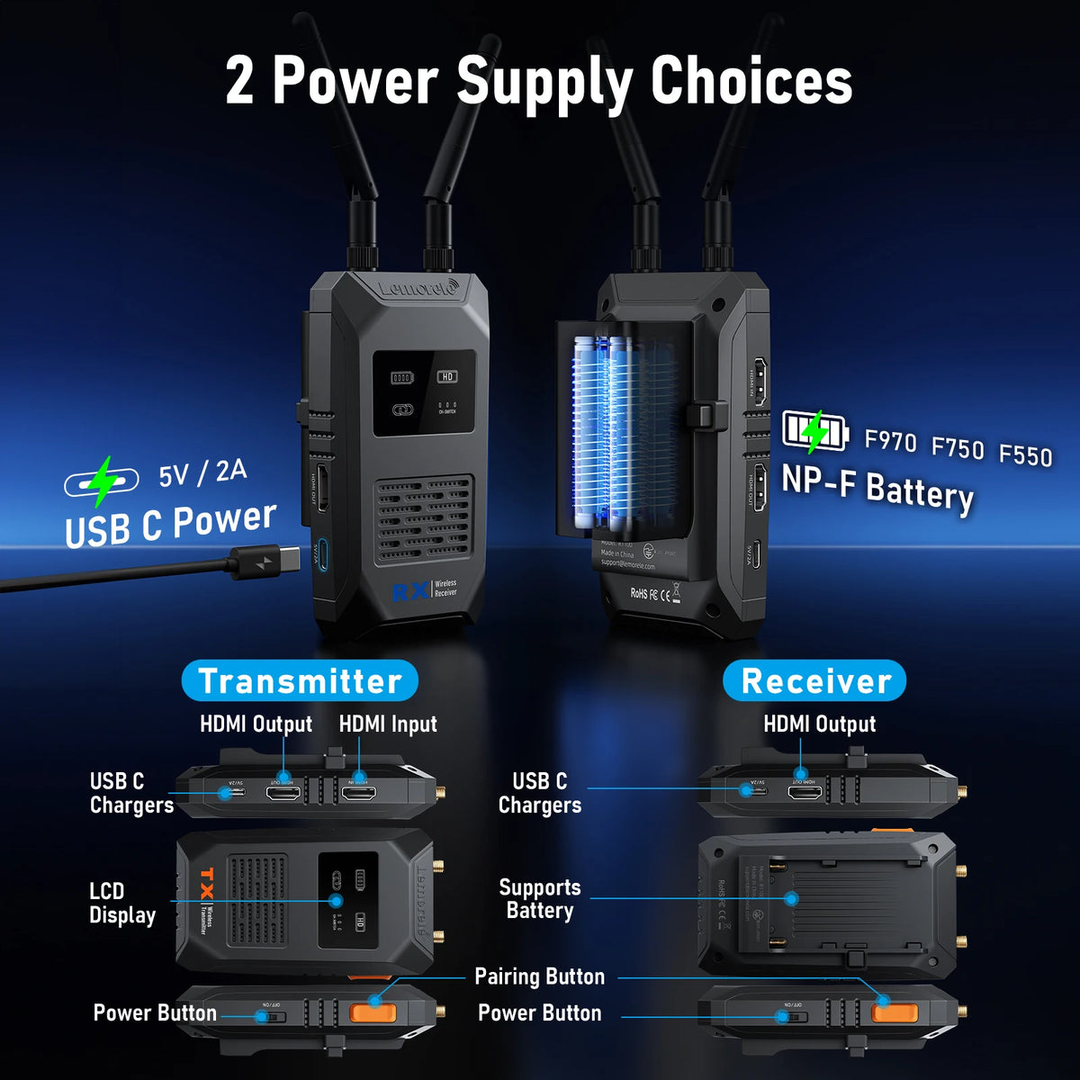 Lemorele R1100 Wireless HDMI Extender 1080P 60Hz 200m