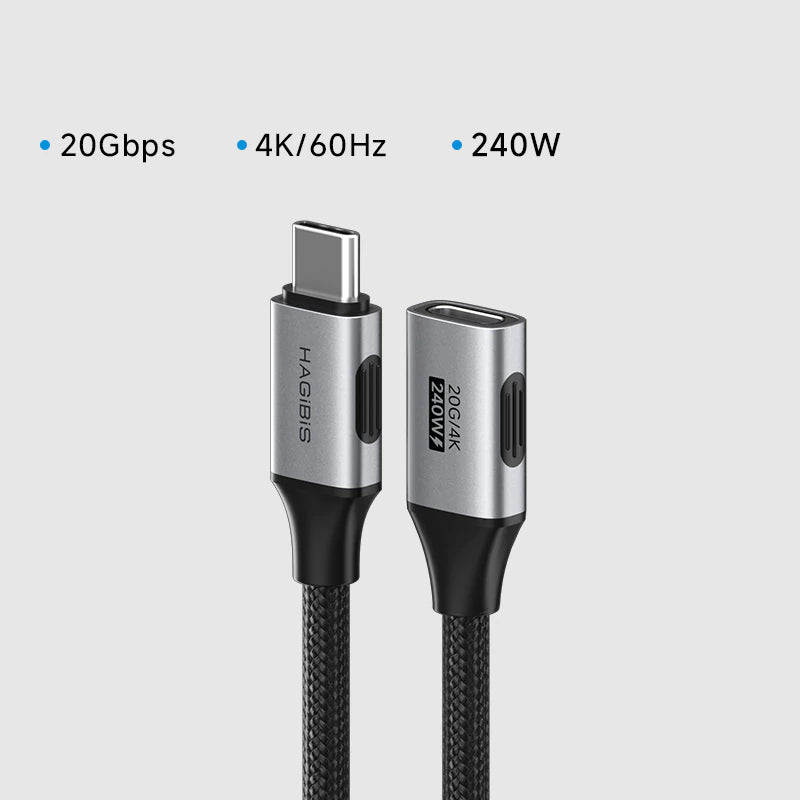 Hagibis USB-C Extension Cable 20Gbps 240W 4K