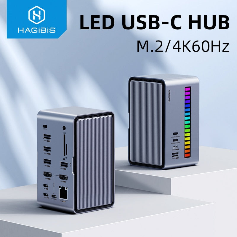 Hagibis Hub USB C con pulsanti di scelta rapida, docking station RGB Type-C con HDMI 4K@60Hz, PD 100W, USB-C 5Gbps, 2 USB3.0, 2.5G RJ45, AUX, SD3.0, Micro SD3.0 per MacBook iPad Pro Hagibis Hub USB C con pulsanti di scelta rapida, docking station RGB Type-C con HDMI 4K@60Hz, PD 100W, USB-C 5Gbps, 2 USB3.0, 2.5G RJ45, AUX, SD3.0, Micro SD3.0 per MacBook iPad Pro