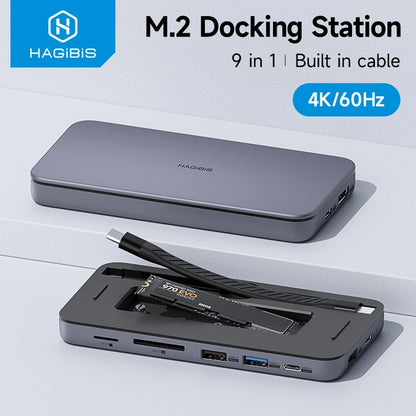 9 in 1 USB C HUB with M.2 NVMe/SATA SSD Enclosure Hagibis